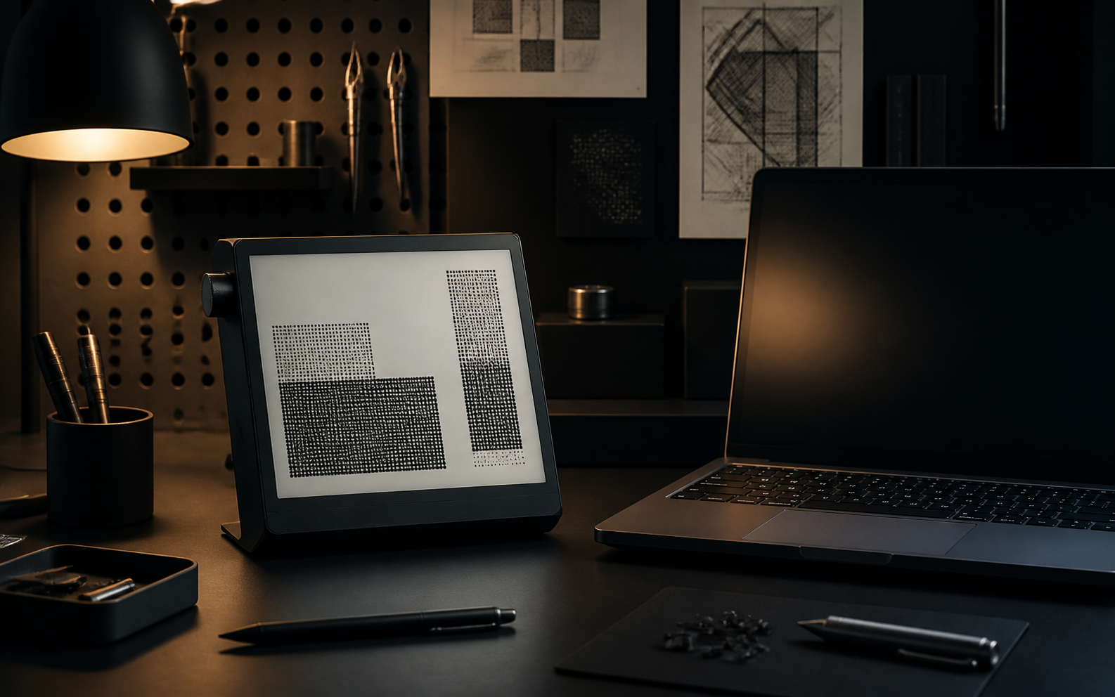 Concept render of the Co-desk e-ink Codex operations display