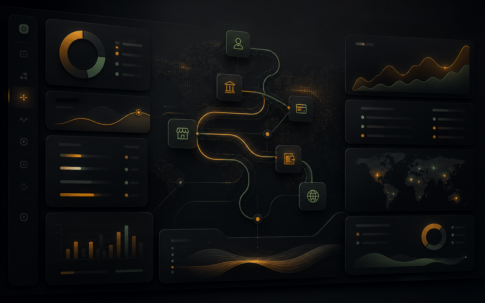 Concept render of the PayPulse v2 payments and finance workspace