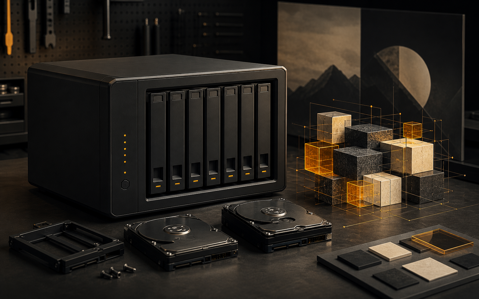 Concept render of a TrueNAS NAS chassis and resilient storage blocks
